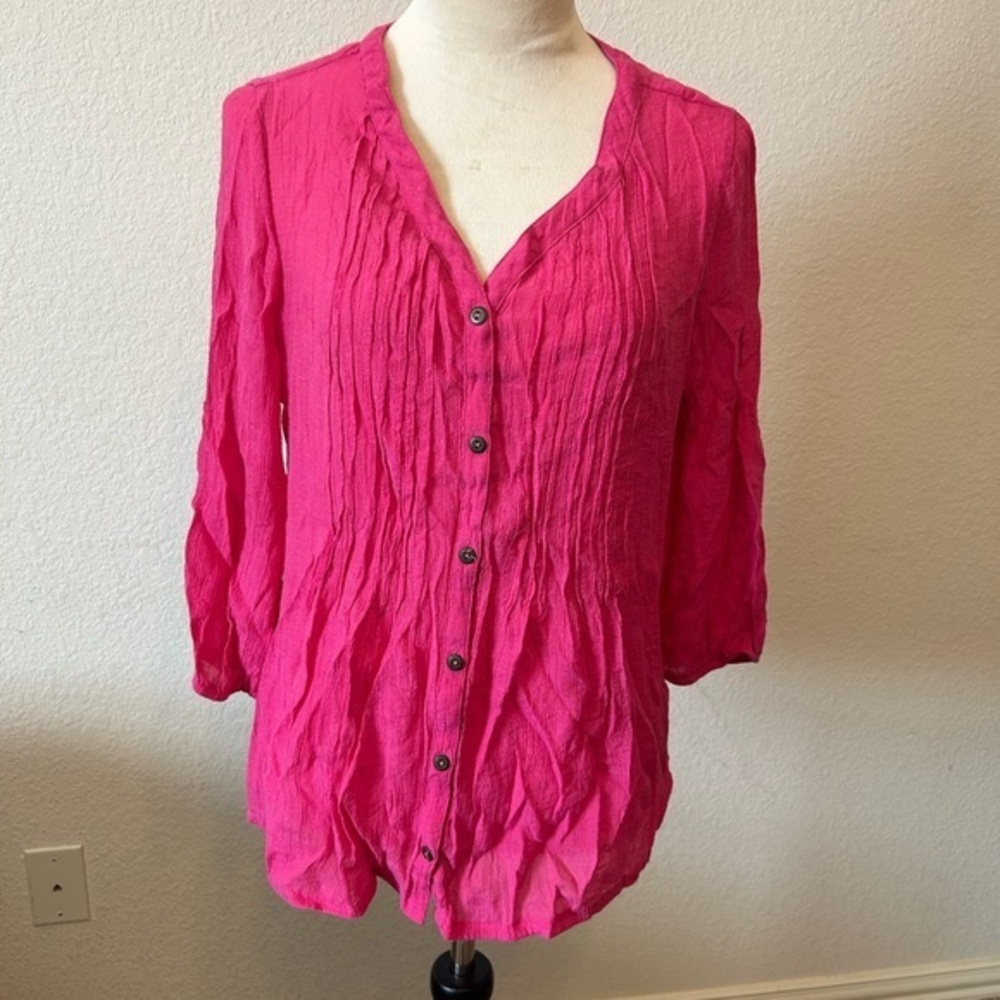 Women's Dress‎ Barn Pink Lightweight Button down Blouse Size Large